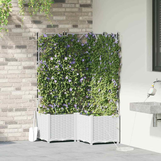 vidaXL Комплект 3 Пластмасови Саксии За Цветя Бели 80x142см