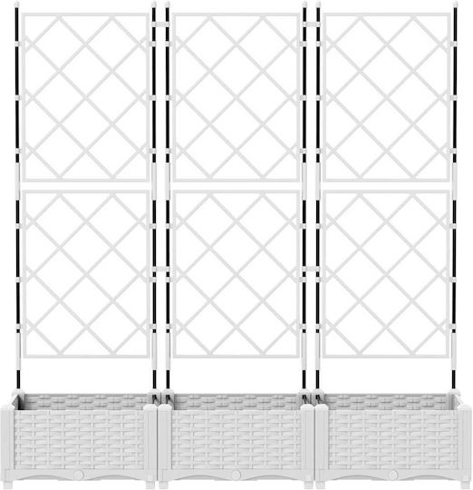 Garden Planter Grid 3 Pcs White 120x40x125.5 cm