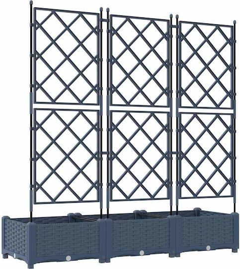 Градински комплект саксии 3 броя сиви 120x40x125.5 см