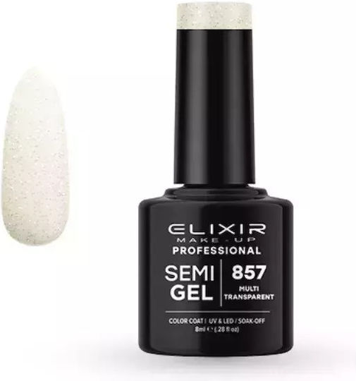 Elixir Semi Gel Ημιμόνιμο Βερνίκι Νυχιών 857 Multi Transparent με Glitter 8ml