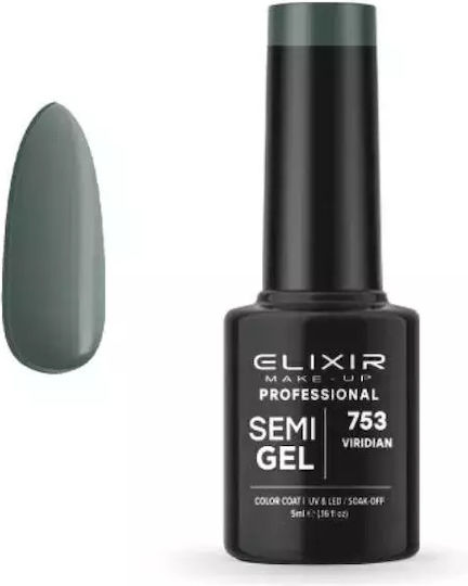 Elixir Semi Gel Semi-Permanent Nail Polish 753 Viridian 5ml 1pcs