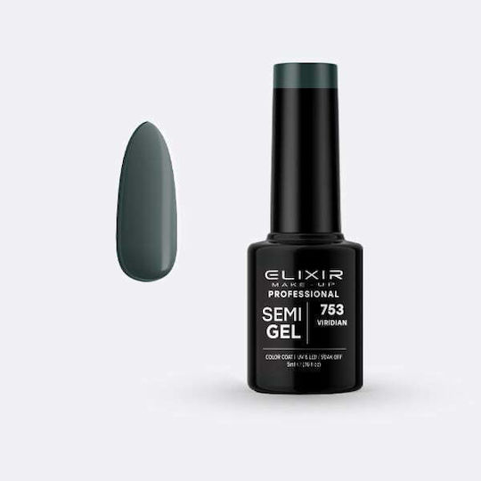 Elixir Semi Gel Semi-Permanent Nail Polish 753 Viridian 5ml 1pcs