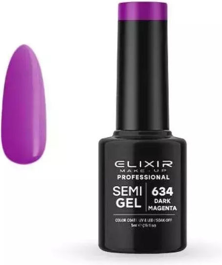 Elixir Semi Gel Ημιμόνιμο Βερνίκι Νυχιών 634 Dark Magenta 5ml