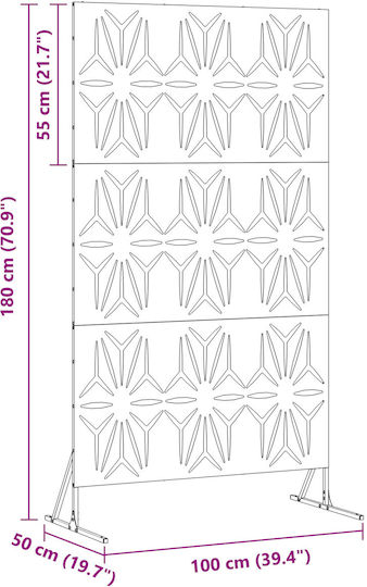 vidaXL Decorative Room Divider Metal with 1 Panel 100x180cm