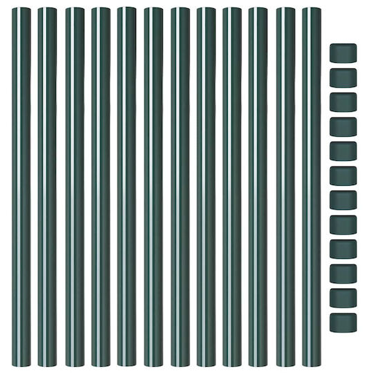 vidaXL Träger für Gartenzaun aus Stahl 70cm 12Stück Green