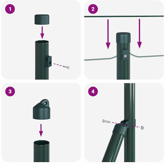 vidaXL Material pentru Împrejmuire Grădină din Oțel 50x50buc 1buc Green
