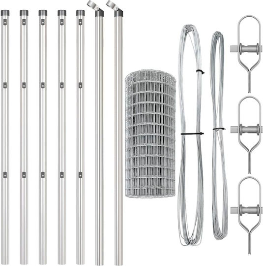 vidaXL Wire Fencing Galvanized Set Gray 0.4x25m