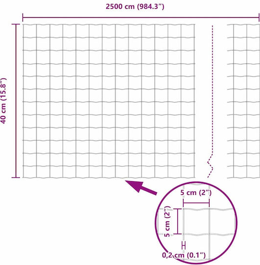 vidaXL Wire Fencing Galvanized Set Gray 0.4x25m