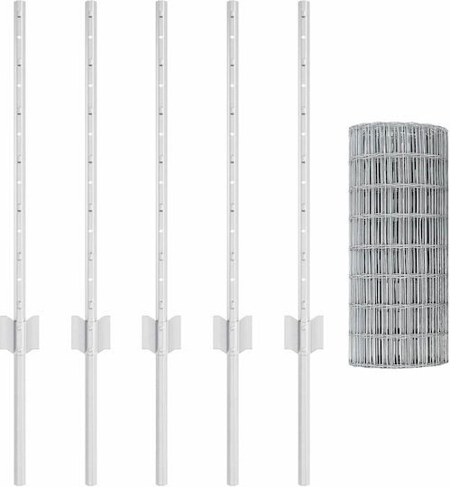 vidaXL Συρματόπλεγμα Σετ Ασημί 0.6x10m