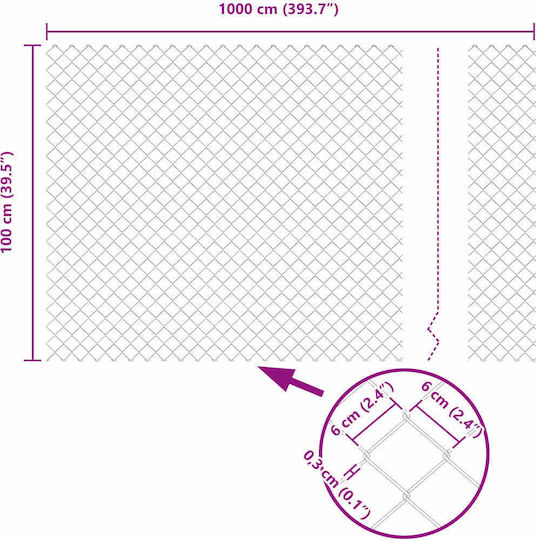 vidaXL Wire Fencing Galvanized Set Gray 1x10m