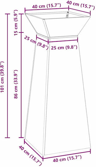 vidaXL Suport Metalic Argintiu Pentru Plante 40x40x101 cm