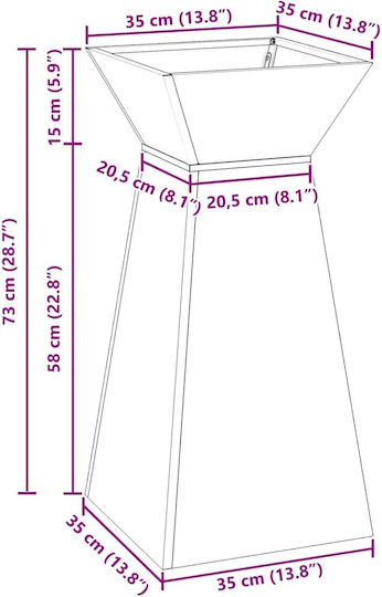 vidaXL Blumentopfständer Metall Weiß 35cmx35cmx73cmcm.