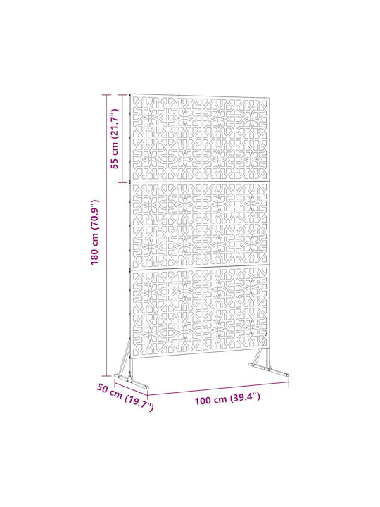 vidaXL Decorative Room Divider Metal with 1 Panel 100x180cm