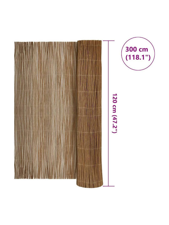 vidaXL Bamboo Fencing Bamboo with Whole Wood 1.2x3m