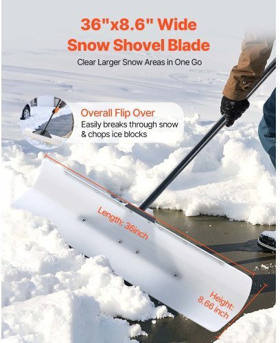 Vevor Plastic Snow Pusher Shovel 36in Heavy Duty Winter Snow Plow Driveway