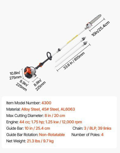 Vevor Vevor Gasoline Garden Multi Tool 2 in 1 Chainsaw Extension