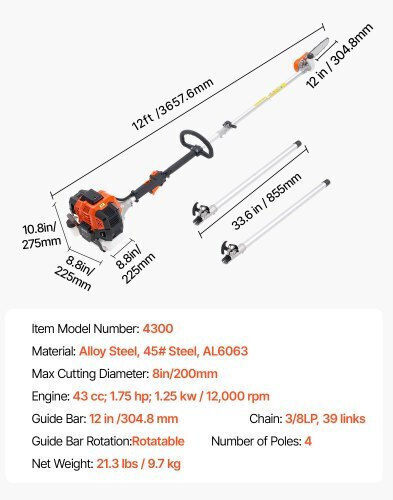 Vevor Vevor Garden Multi Tool Gasoline 2 in 1 Chainsaw Extension