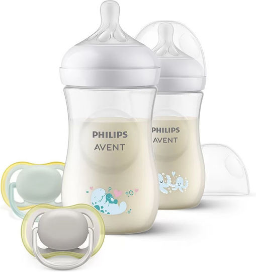 Philips Комплект Пластмасови Бебешки Шишета Natural Response Против Колики със Силиконов Биберон 260мл 2бр
