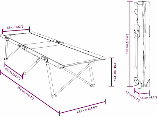 Klappbett Ohne Aluminium Matratze Einzeln Grau 194x62x42,5cm