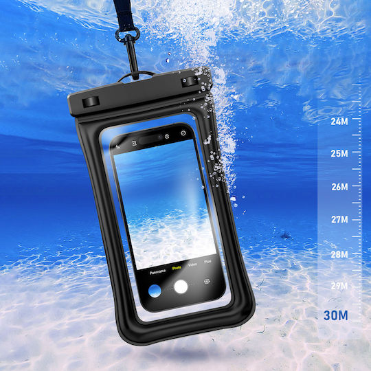 Avizar Wasserdichtes Gehäuse 7.2" Handy IPX8 30m Touch Fenster Strap Transparent Schwarz