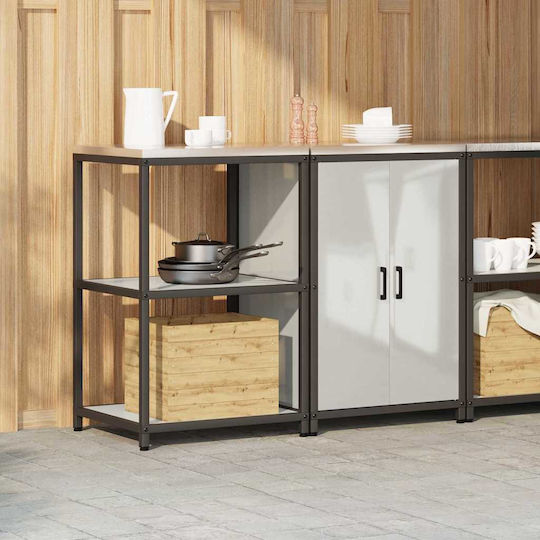 Vidaxl Set Depozitare Bucătărie Raft 2 Buc Argintiu 120 X 50 X 92 Cm