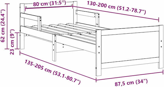 Vidaxl Erweiterbares Kinderbett Braun 80 x 130 165 200 cm
