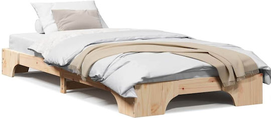 Kinderbett Klassisch Einzeln Beige für Matratze 75x190cm