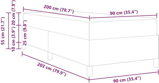 Kinderbett Klassisch Einzeln Gray für Matratze 90x200cm