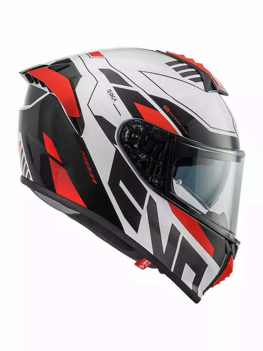 Premier Evoluzione PR8 Red / White / Black Motorcycle Helmet Full Face ECE 22.06 1470gr with Sunvisor