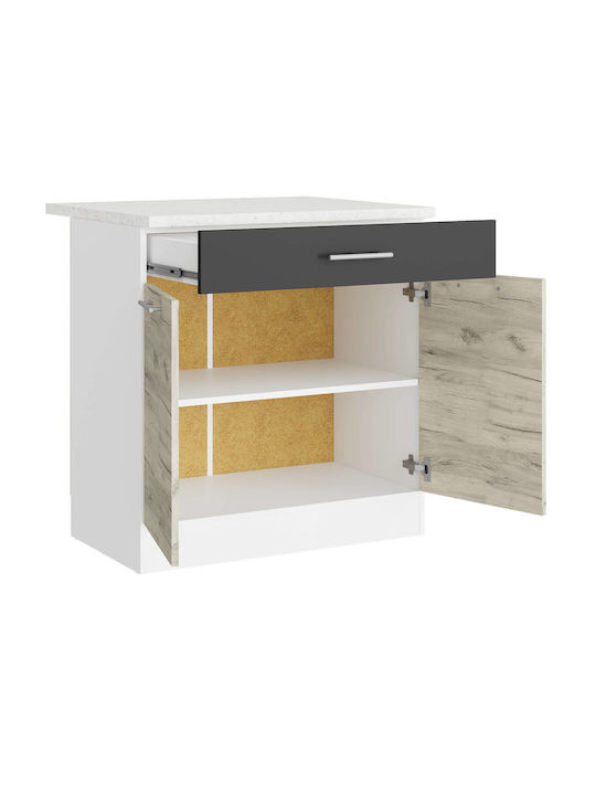 Επιδαπέδιο Ντουλάπι με Πάγκο Εργασίας White, White Craft Oak, Graphite 80x46x85εκ.