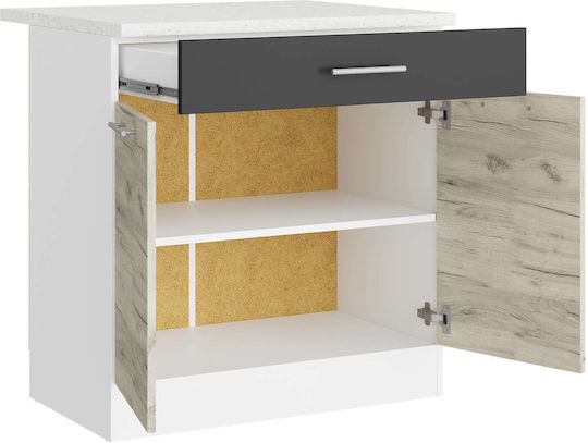 Επιδαπέδιο Ντουλάπι με Πάγκο Εργασίας White, White Craft Oak, Graphite 80x46x85εκ.