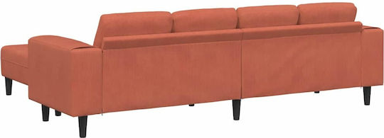 Ecksofa Samt Rot Orange mit Dekokissen 250x188x76cm