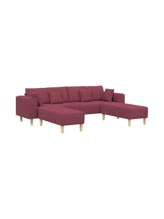 Ъглов Диван Червен с Декоративни Възглавници 250x188x76см