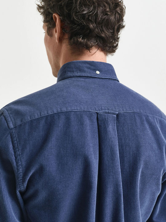 Langärmeliges Zeichenfolge Overshirt in Normale Passform Marineblau