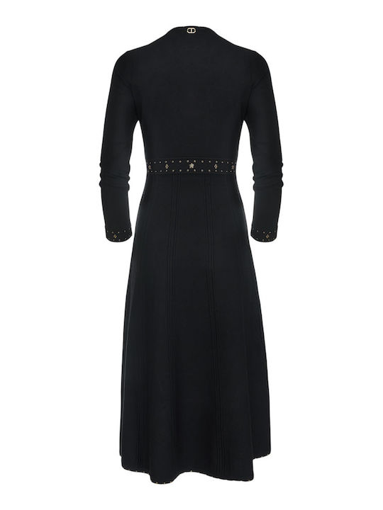 Midi Damenkleid Langärmelig Schwarz