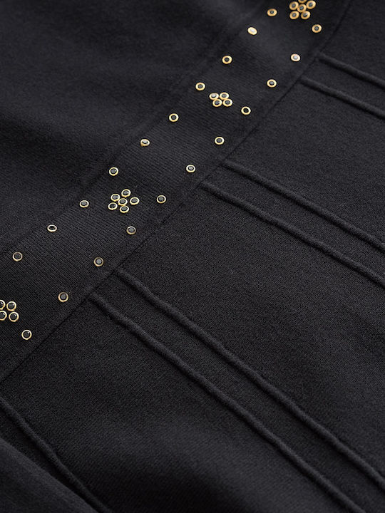 Midi Damenkleid Langärmelig Schwarz