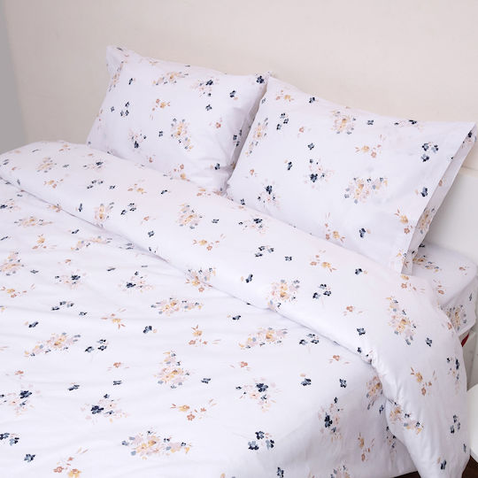 Viopros Duvet Set Single 160x240cm Floral White 2pcs
