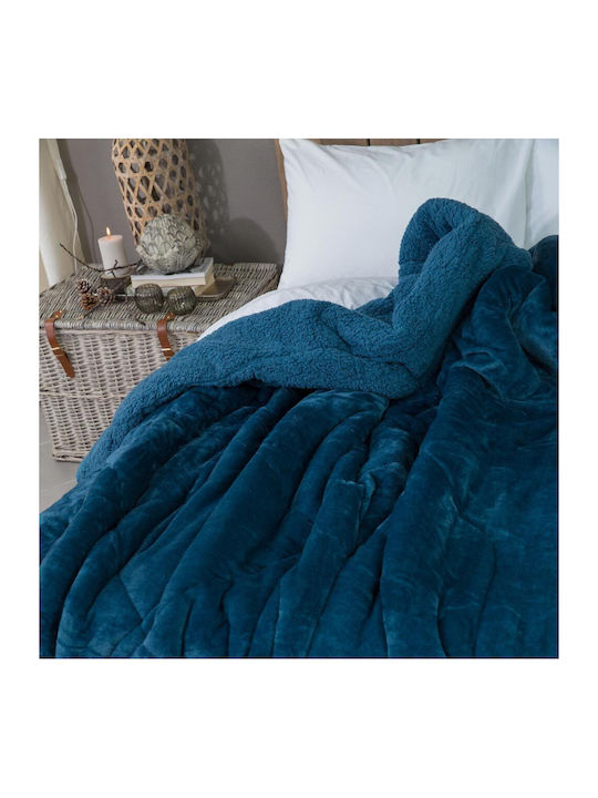 Borea Duvet Cover with Hollowfiber Filling Queen 220x240cm Cozy Petrol Blue 300 GSMGsm