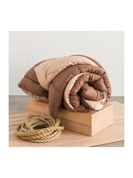 Vesta Home Πάπλωμα Ημίδιπλο 190x230εκ. Micro Καφέ-Μπεζ 300 GSM 12.5 togs