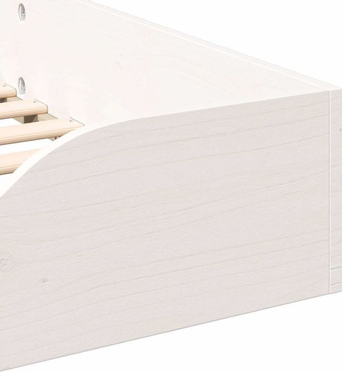 Single Bed Base Wooden White with Slats for Mattress 75x190cm
