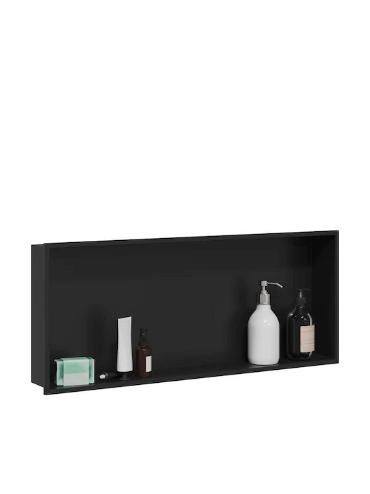 vidaXL Επιτοίχια Ραφιέρα Μπάνιου Μεταλλική 75x9.5x30cm Μαύρη