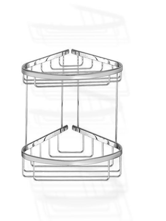 Sanco Extra Comfort Γωνιακή Επιτοίχια Ραφιέρα Μπάνιου Inox με 2 Ράφια 26x21x29cm