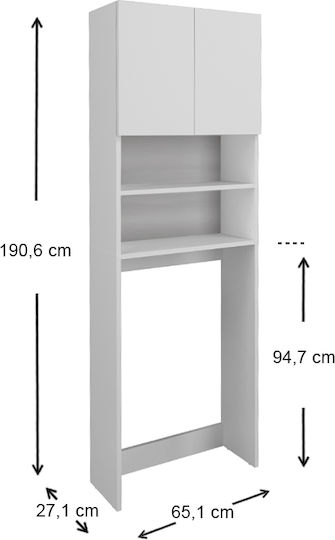 Megapap Ramsey Подов Рафт за баня Дървен с 2 рафта 65x27x190.6см Бял