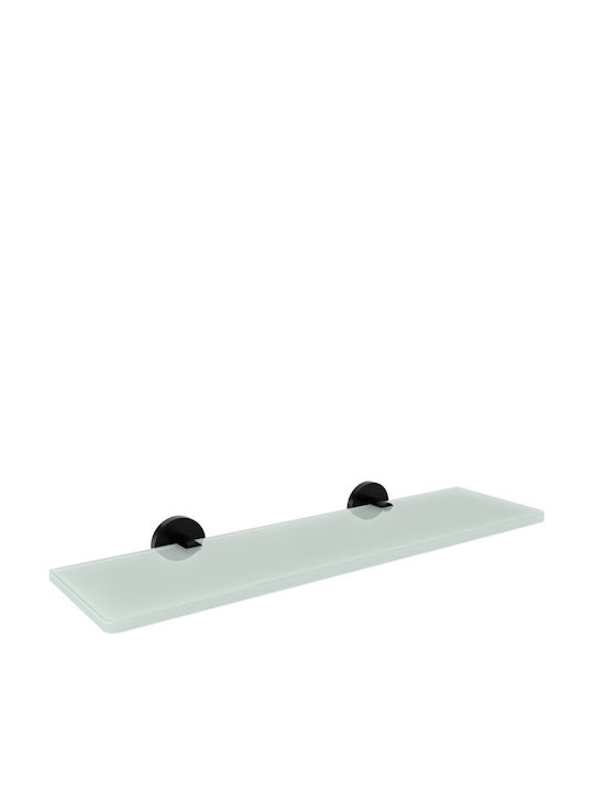 Verdi Omicron Wall Mounted Bathroom Shelf Glass 50x12.5x4.4cm Black