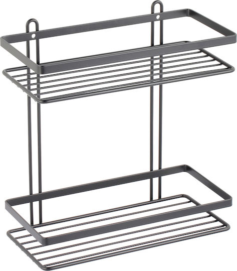 Estia Elegant Wall Mounted Bathroom Shelf Metallic with 2 Shelves 27x25x12.5cm Black