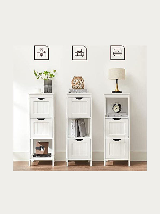 Songmics Подов Рафт за баня Дървен с 3 рафта 30x30x89см Бял