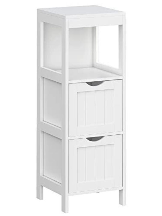 Songmics Подов Рафт за баня Дървен с 3 рафта 30x30x89см Бял