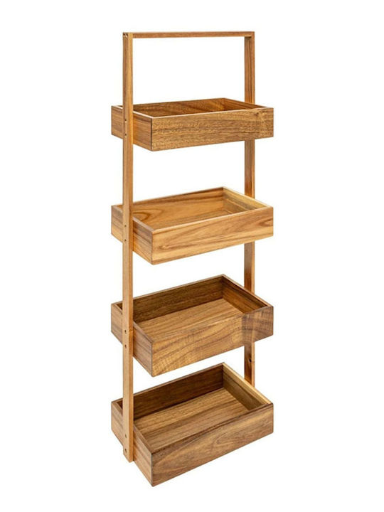 5Five Bamboo Wooden Bathroom Shelf with 4 Shelves Floor Bathroom Shelf Bamboo with 4 Shelves 28x16x88cm Brown