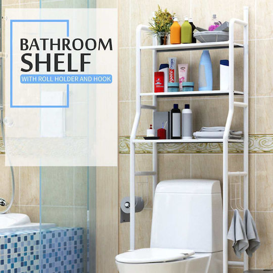 Cyclops TW-101 Floor Bathroom Shelf Metallic with 3 Shelves 47x25x156cm White
