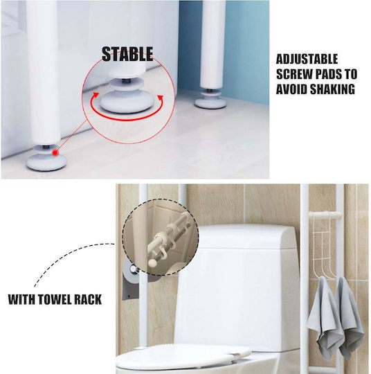 Cyclops TW-101 Floor Bathroom Shelf Metallic with 3 Shelves 47x25x156cm White